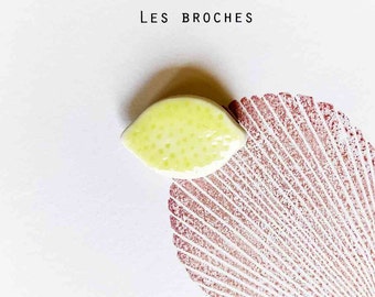 Lemon porcelain brooch