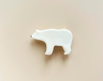 CDA Petites Choses white enamel bear porcelain brooch