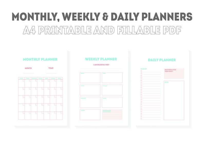 Printable A4 Monthly Weekly Daily Planner Portrait - Etsy