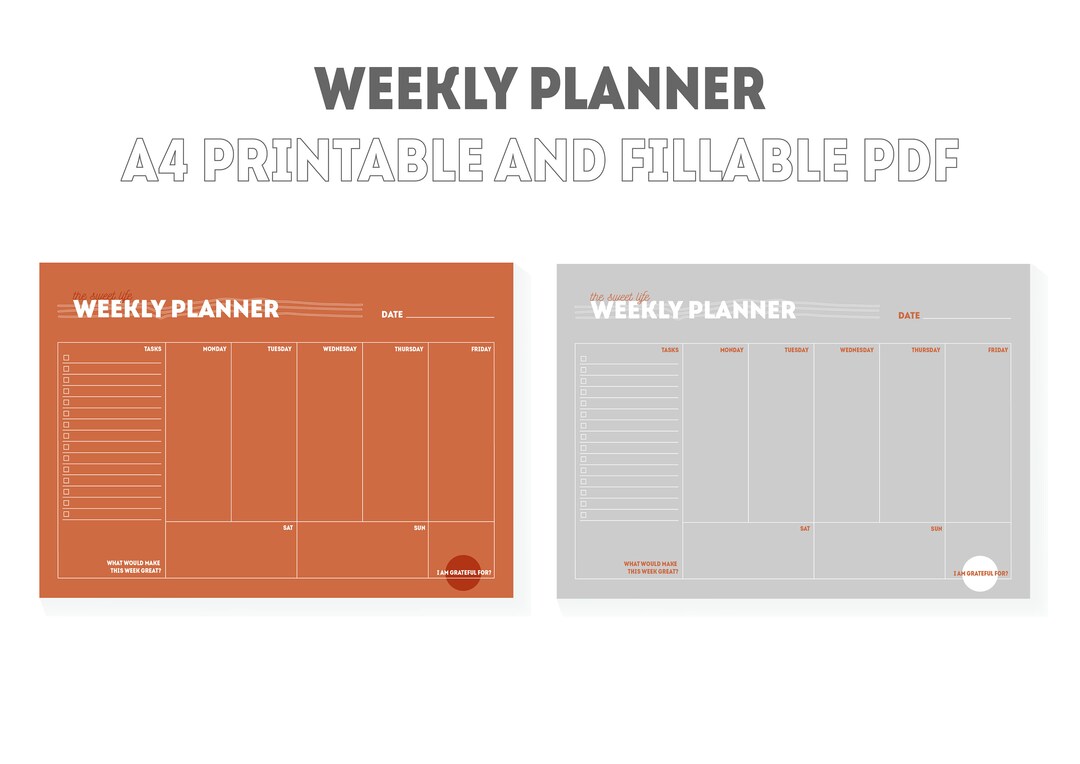 Printable A4 Weekly Planner Landscape - Etsy