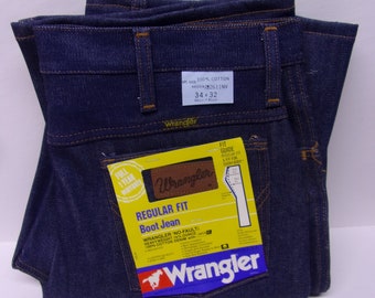 1960s NOS USA Made Wrangler Regular Fit Boot Cut Jeans 34" 32"