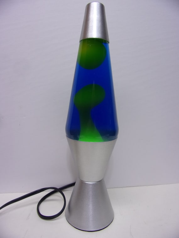 Vintage 14 1 2 Lava Lamp Blue with Lime Green