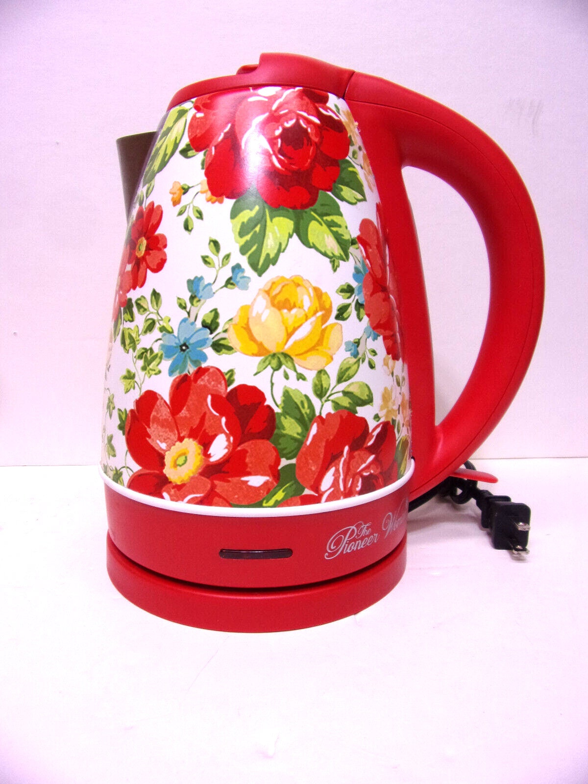 The Pioneer Woman Electric Kettle, Vintage Floral Red, 1.7-Liter