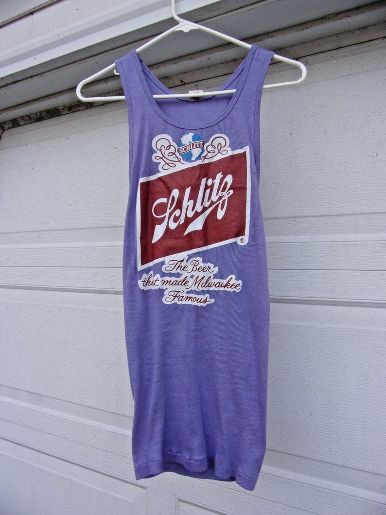 NOS 1970s Hanes Ribbed Wife Beater Schlitz Beer that made Etsy