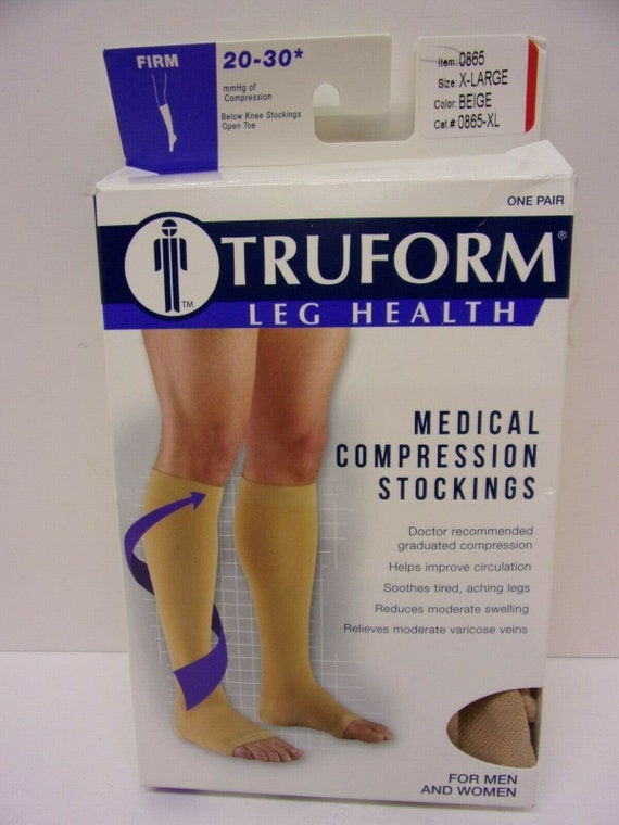 Truform 0865 XL Medical Compression Stockings Open Toe Beige 20-30