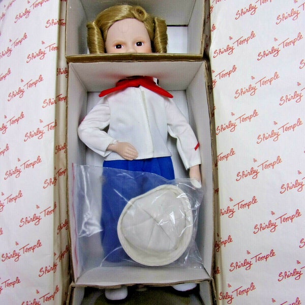 1990s Danbury Mint Shirley Temple Captain January 14" Porcelain Doll Silver Screen