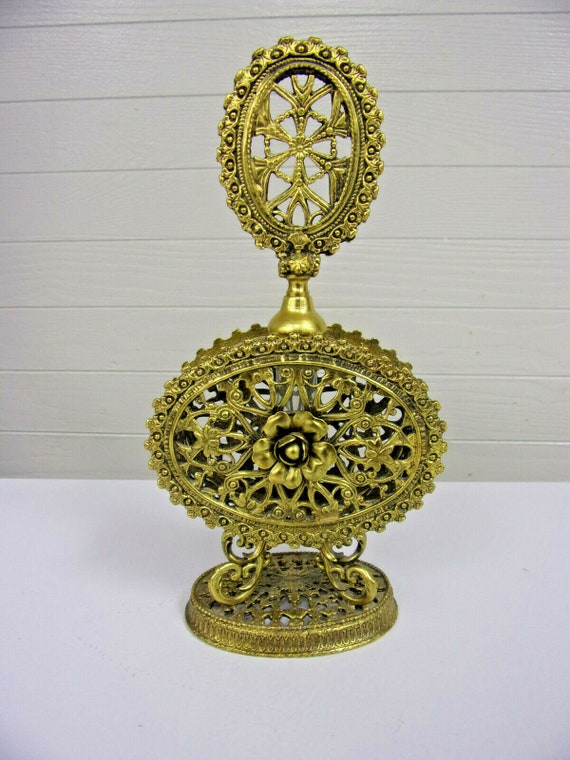 Beautiful Antique Ormolu Filigree Perfume Bottle - image 1