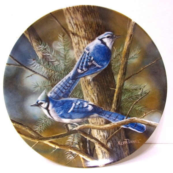 Blue Jay Plate Kevin Daniel Second in Birds Of Your Garden Series w Box and COA