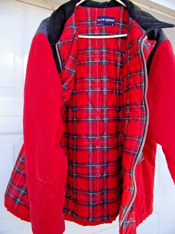 1960s Kent Feed USA Made Red & Black Denim Insulated … Gem