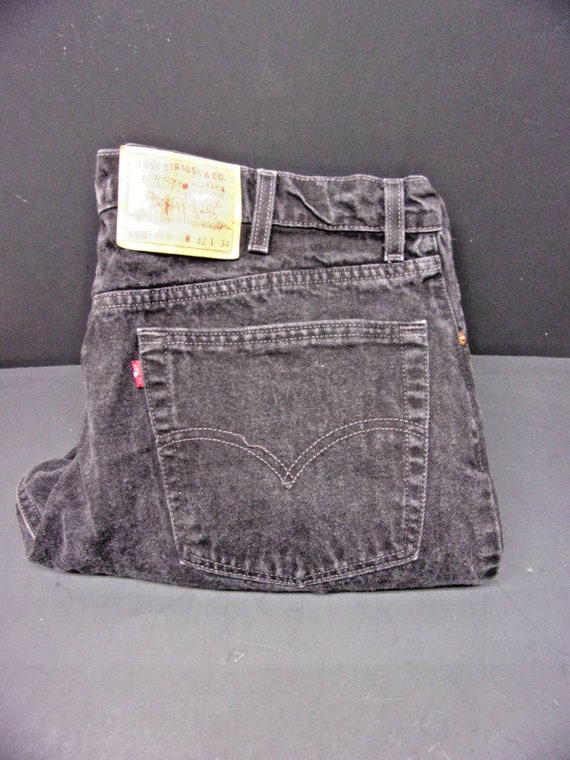 Mens USA Made Levi Denim 550 Jeans 42" by 34" Bla… - image 1