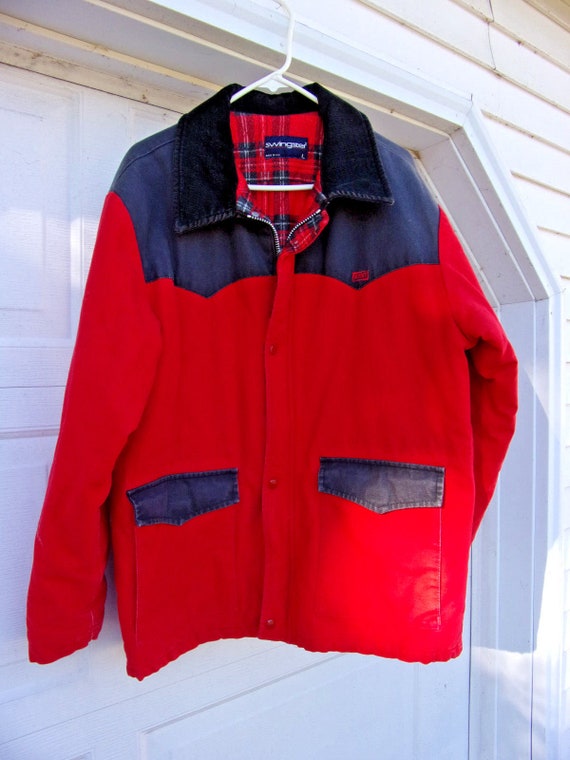 1960s Kent Feed USA Made Red & Black Denim Insulated … Gem