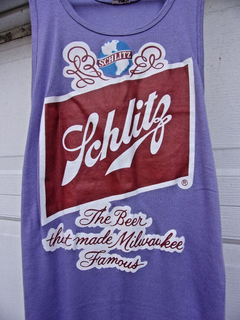 NOS 1970s Hanes Ribbed Wife Beater Schlitz Beer that made Etsy