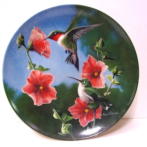 Hummingbird Plate Kevin Daniel Seventh in Birds Of Your Garden Series