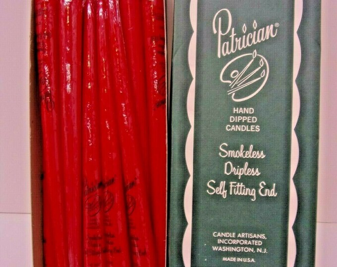 Patrician Red Dripless Smokless 12 Inch Candles in Box Unburned Hand