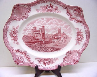 Johnson Brothers Old Britain Castles pattern Pink 13" Platter Made in England