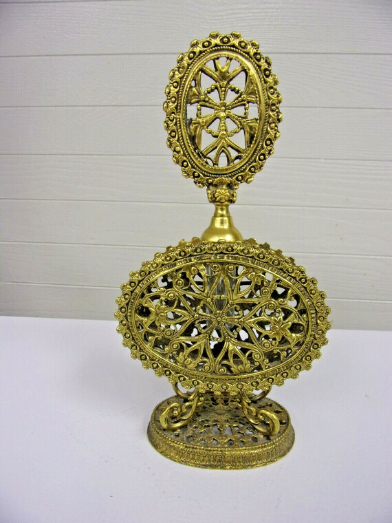 Beautiful Antique Ormolu Filigree Perfume Bottle - image 3