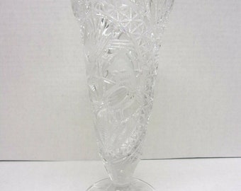 Hofbauer Byrdes Bleikristall Lead Crystal Trumpet Vase 10 1/2" Tall