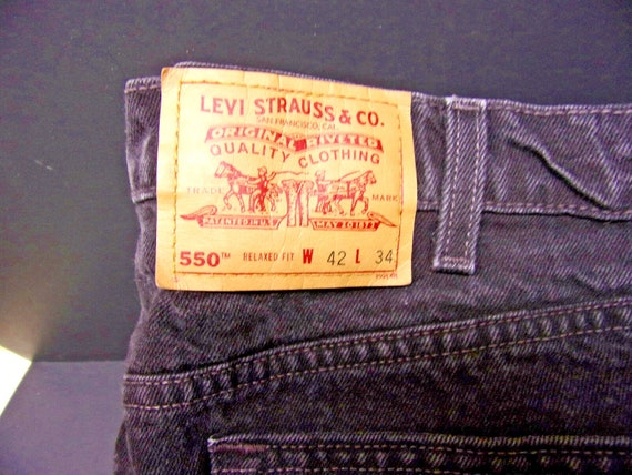 Mens USA Made Levi Denim 550 Jeans 42" by 34" Bla… - image 2