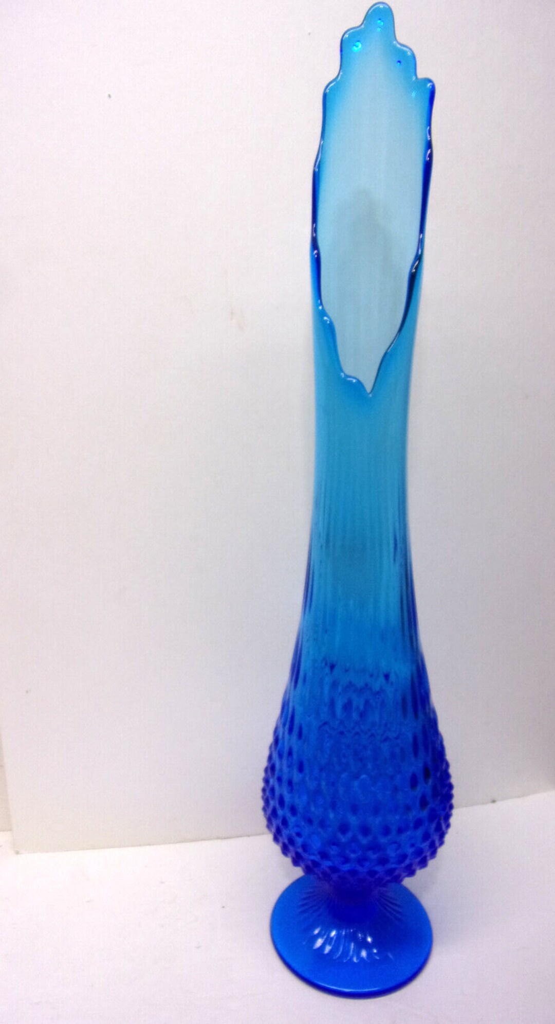 L.E. Smith Blue Hobnail 21 1/2 Swung Vase Etsy