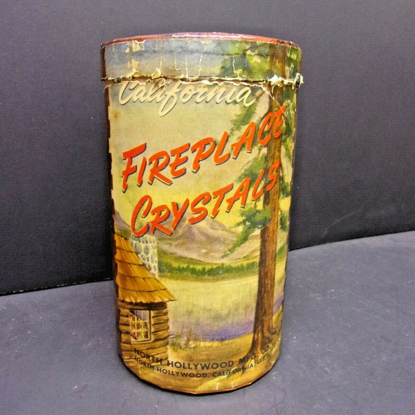 1930s California Fireplace Crystals Cardboard Advertising Log Holder North Hollywood USA