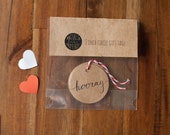 Round 2 Inch "Hooray" Kraft Paper Gift Tag - Hand Lettered Gift Tag - Two Inch Gift Tag