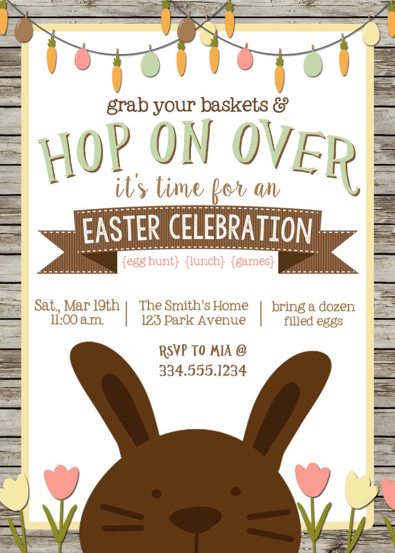 Easter Egg Hunt Invitation Easter Bunny Invitation Easter Etsy