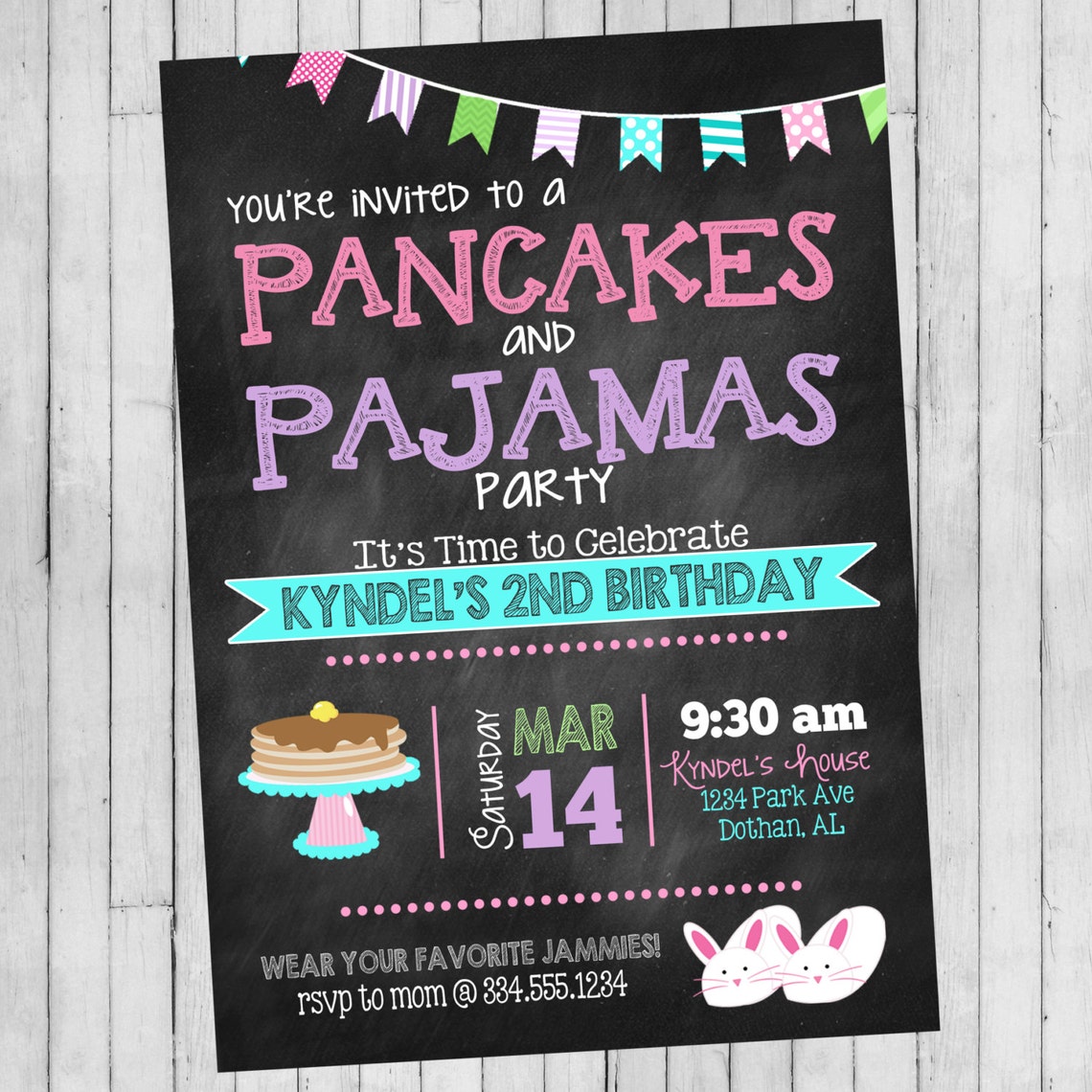 Pancakes and Pajamas Birthday Invitation Pancakes and | Etsy