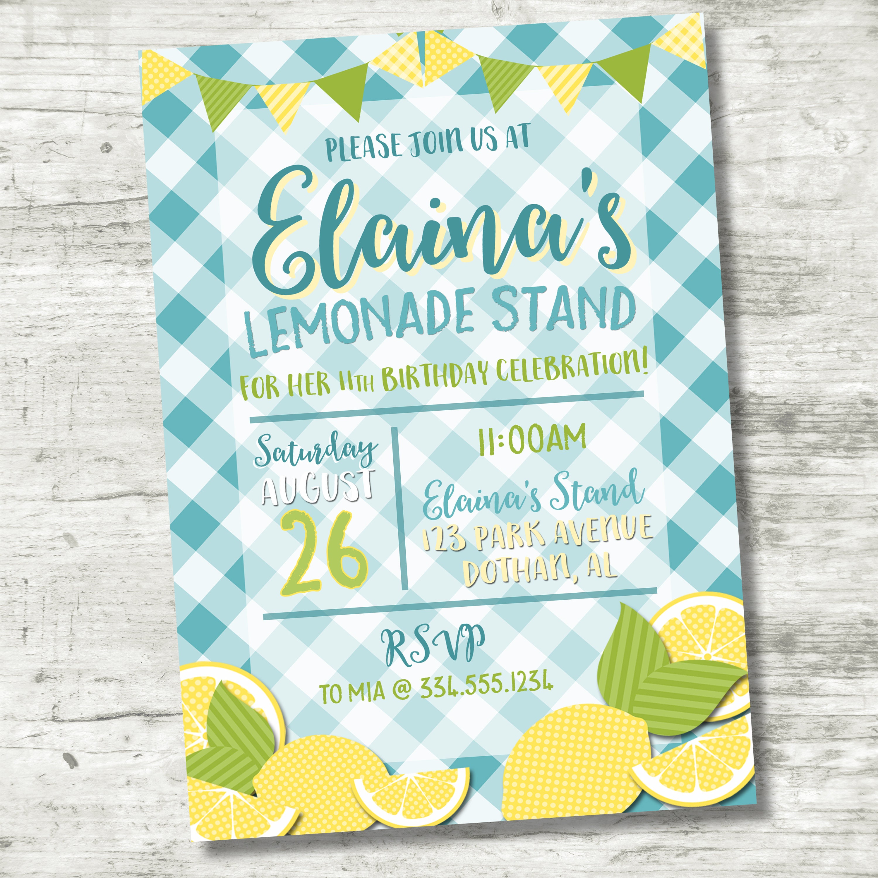 Lemonade Stand Birthday Invitation Lemonade Birthday Etsy