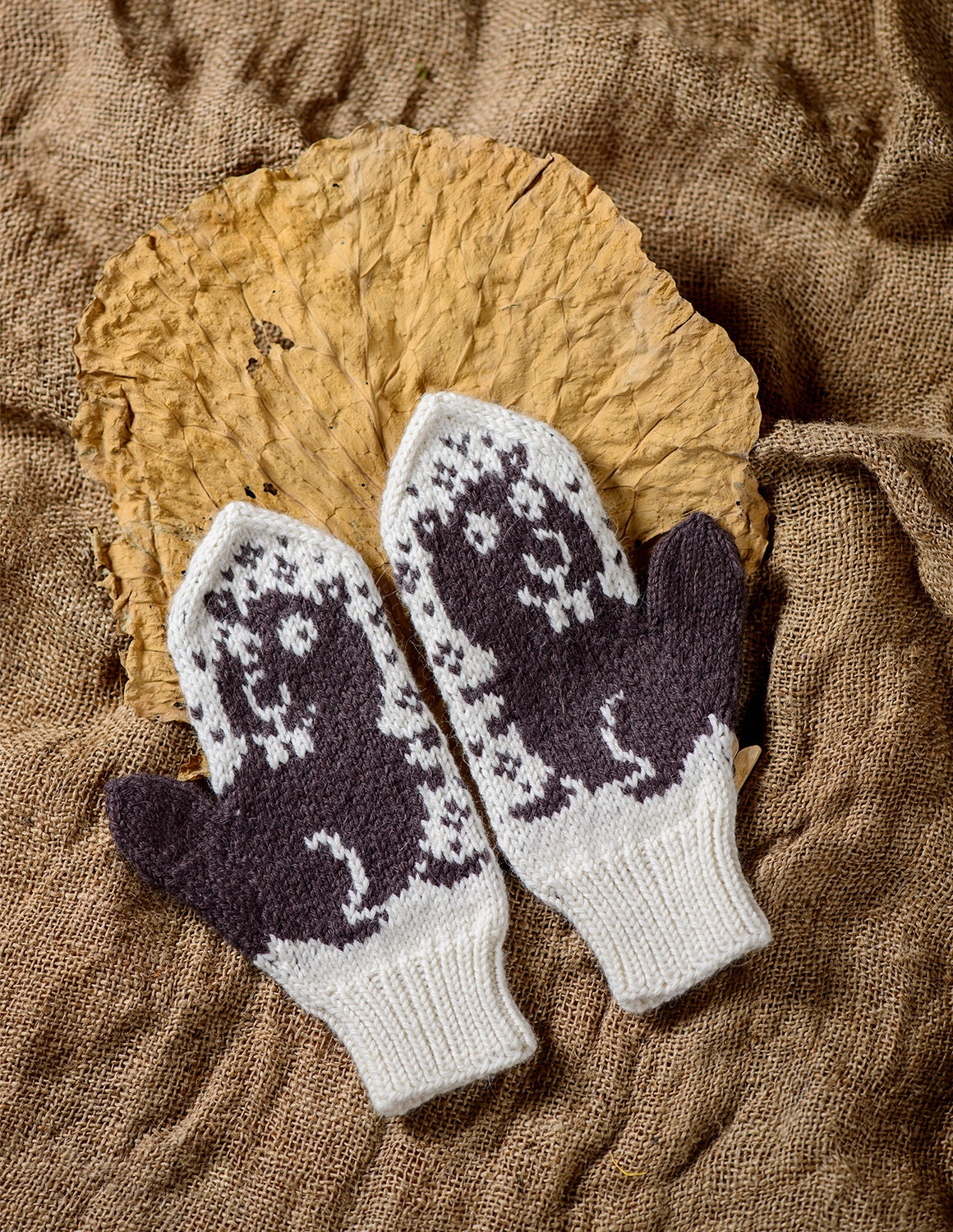 Warm Cute Beaver Mittens. Handknitted Wool Mittens With Etsy
