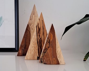 Rustic wooden mountain shaped home decor - set of 3