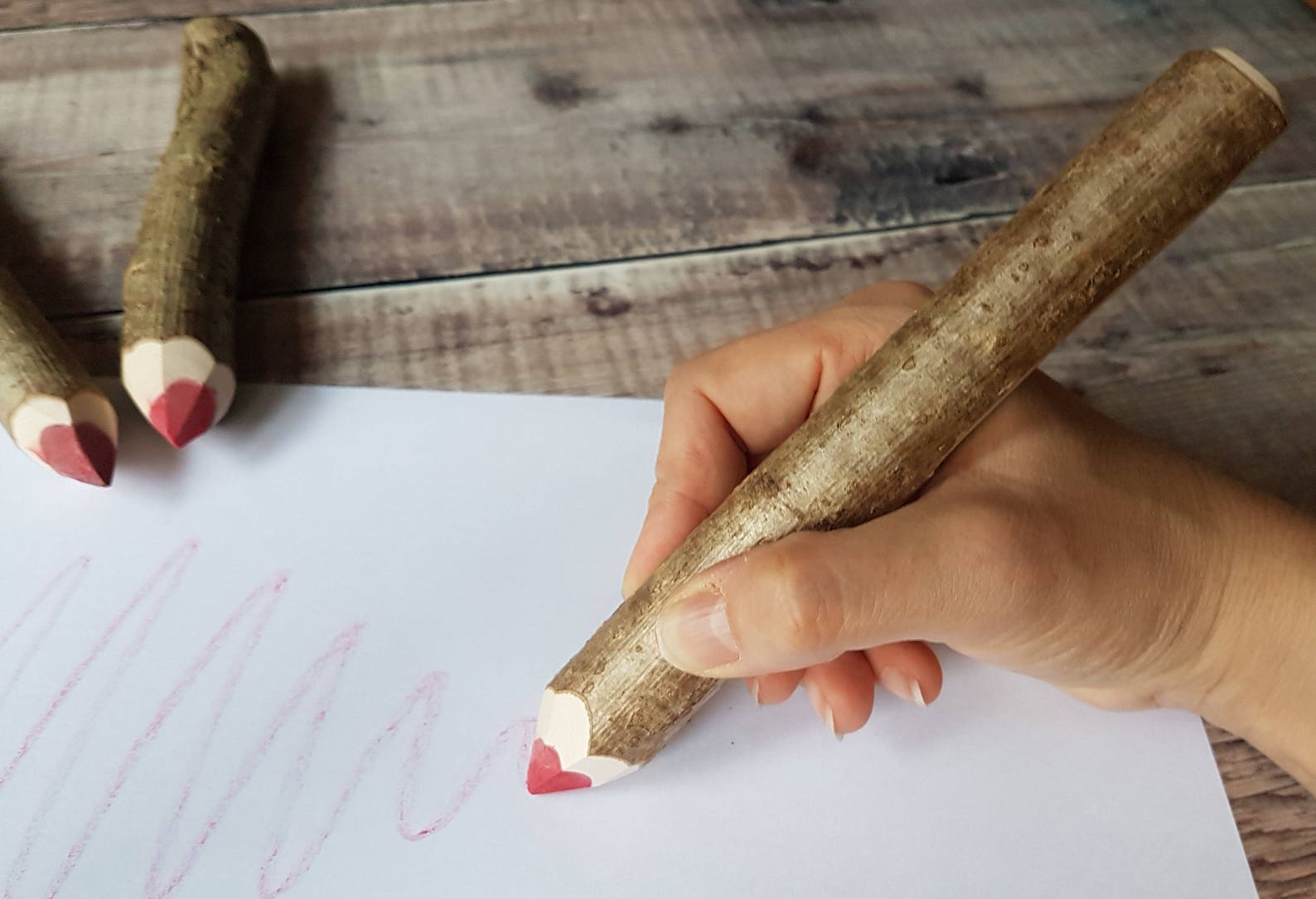 Wooden crayons large hazel wood crayons for kids fun art Etsy