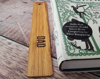 DAD engraved bookmark handmade out of oak with your choice of ribbon