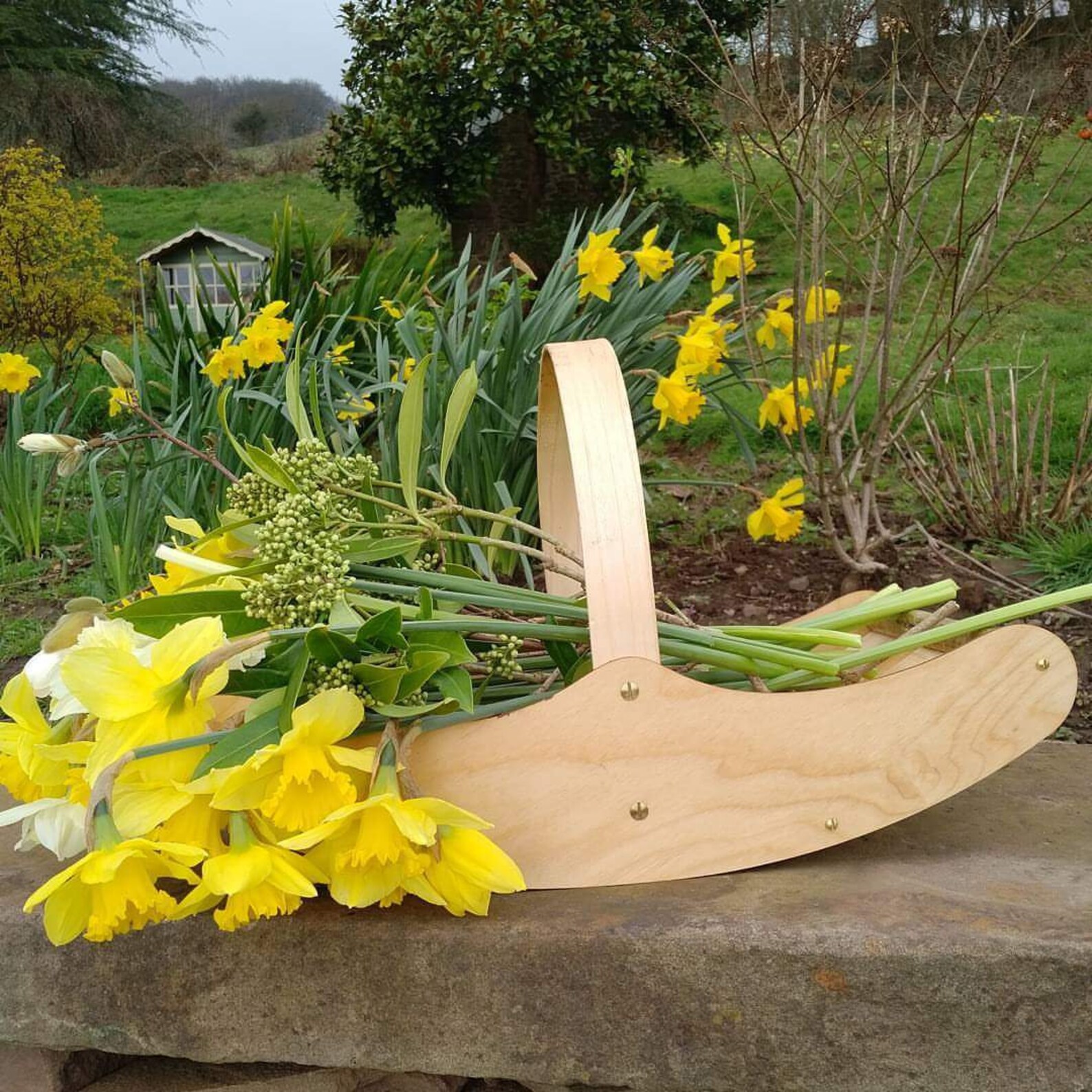 Flower and herb trug willow wooden basket Etsy