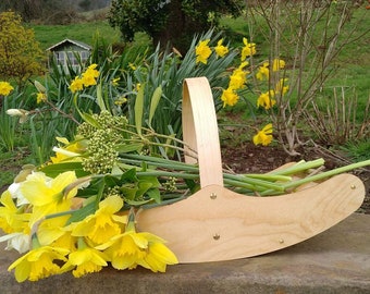 Garden Trug Basket For Home Or Garden, Wood Garden Basket For Harvest, Vegetable Basket, Nana Garden Gifts For Mom, Gardening Birthday Gift