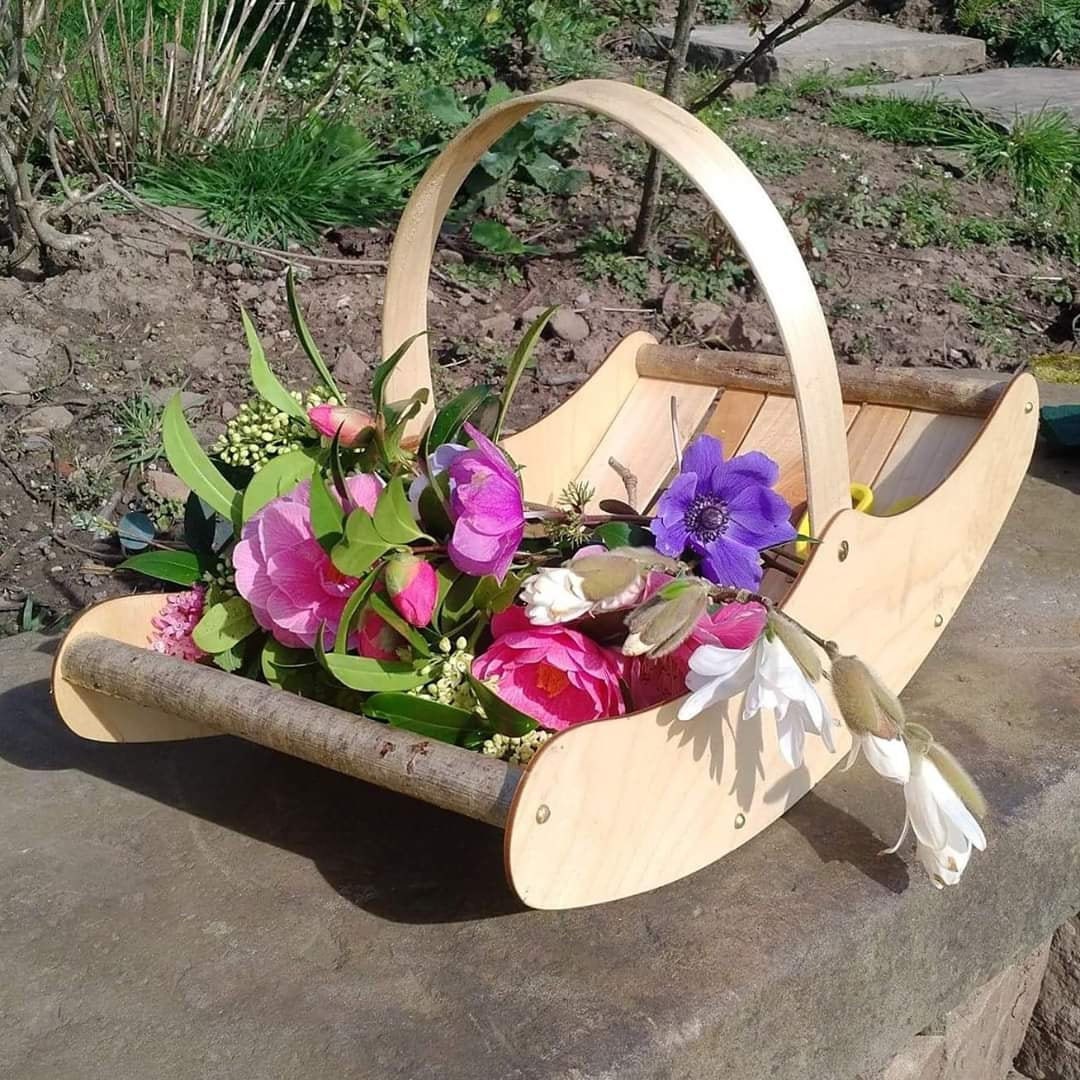 Flower trug willow wooden basket Etsy