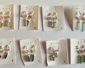 Watermelon Tourmaline Sterling Silver Dangle Earrings