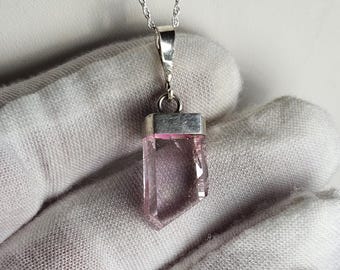 Kunzite Sterling Silver Crystal Pendant