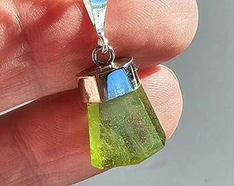 Peridot Handmade Natural Green Pendant with 18" Sterling Silver chain.