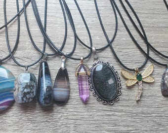 Mystery Gemstone Pendant Necklace Grab Bag | Wire Wrapped, Agate, Crystal Selection (Random)