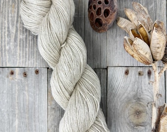 Alpaca Silk Linen Blend Yarn . Fingering . 437 yards . 100 g . Over The Moon . undyed . ecru