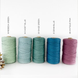 Premium Cotton string. 3.3 yds . Super Soft 4mm Cotton string . Weaving Supplies . Multiple Colors image 5