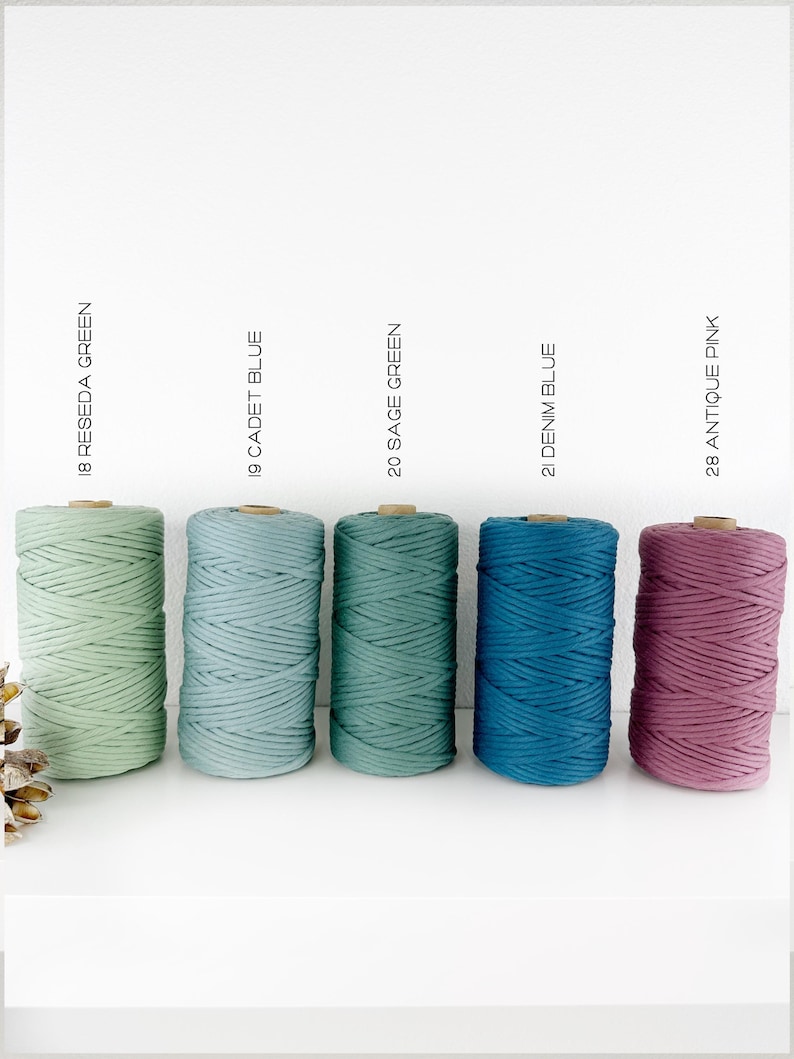 Premium Cotton string. 3.3 yds . Super Soft 4mm Cotton string . Weaving Supplies . Multiple Colors image 5