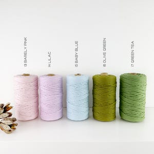 Premium Cotton string. 3.3 yds . Super Soft 4mm Cotton string . Weaving Supplies . Multiple Colors image 4