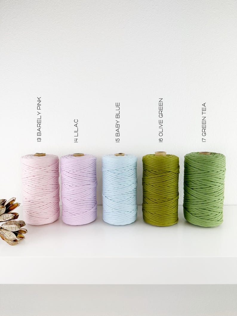 Premium Cotton string. 3.3 yds . Super Soft 4mm Cotton string . Weaving Supplies . Multiple Colors image 4