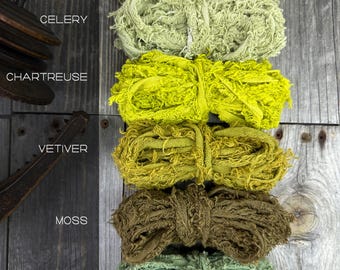 Frizzy cotton ribbon . Weaving  Supplies . Multiple Colors