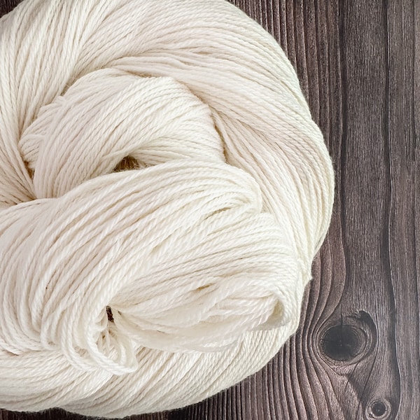 Undyed Baby Alpaca Silk and Cashmere blend Yarn . Fingering . 437 yards . 100 g . Luxury yarn . Wild Lilac Moon's Celestial Fingering Ecru