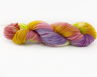 Superwash Merino Yarn . DK . hand dyed . 240 yards . 100 g . Wild Lilac Moon's Solstice in color "Rainbow"