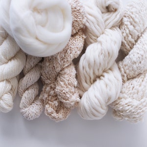 Weavers | Dyers Yarn Pack . Natural Undyed Yarns . Crochet Knitting Weaving Dyeing . Merino . Cotton . Roving