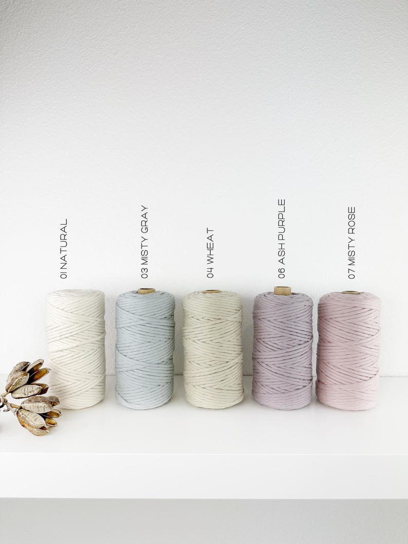 Premium Cotton string. 3.3 yds . Super Soft 4mm Cotton string . Weaving Supplies . Multiple Colors image 2