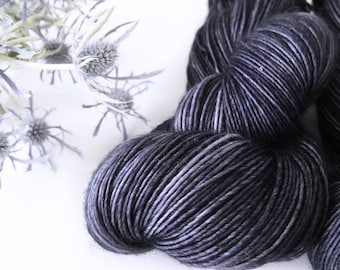 Superwash Merino Yarn . Fingering . 400 yards . 100 g . Kettle Dyed . Wild Lilac Moon's Moonlight in Colorway Abyssinian
